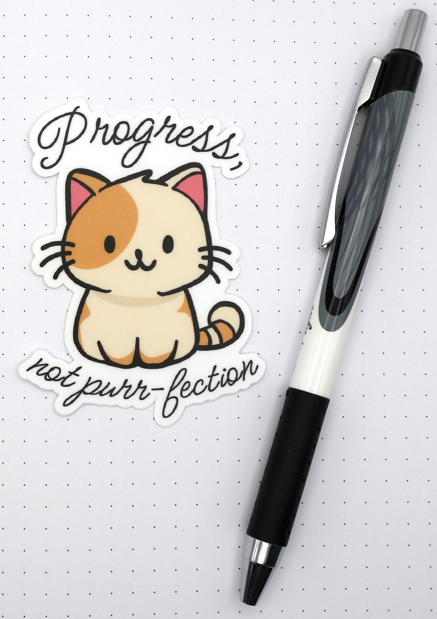 Progress, Not Purr-fection Vinyl Sticker